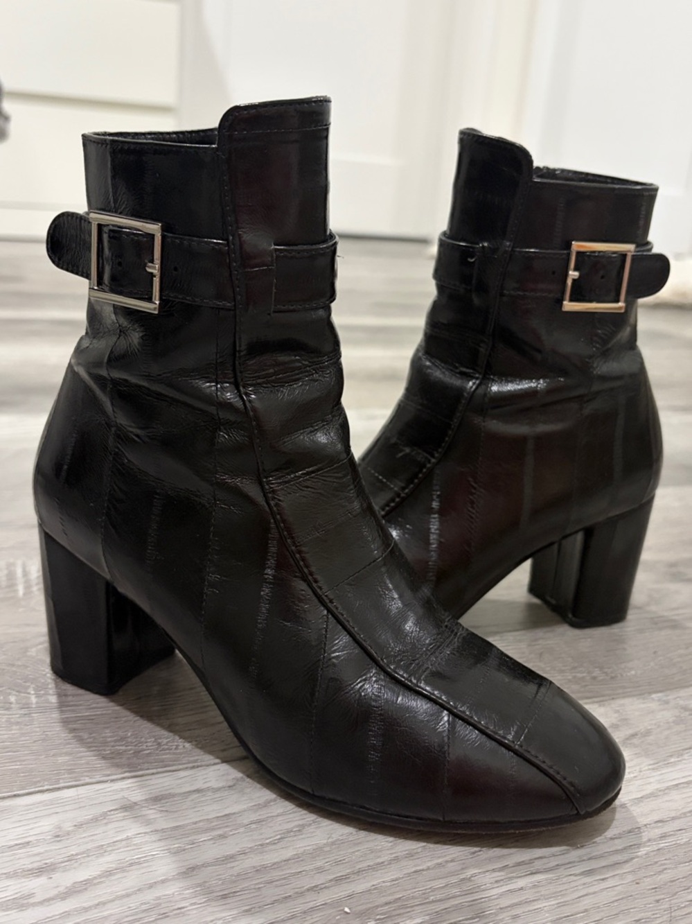 Women's Newbark Black Ankle Boot with Buckle Accent